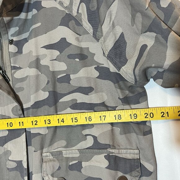 Democracy Camo Jacket Women's Small Size Gray Drawstring Bottom Zipper Cotton - Picture 4 of 11